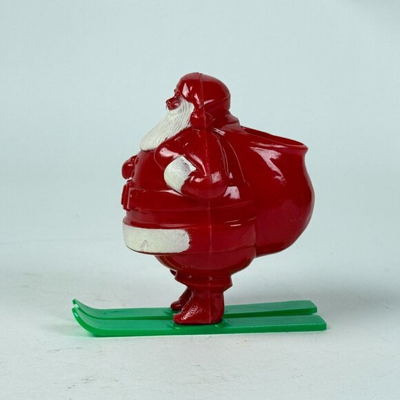 Vintage Rosbro Plastic Snowman Santa Planter Duo Skier Christmas Display Decor - Picture 6 of 14